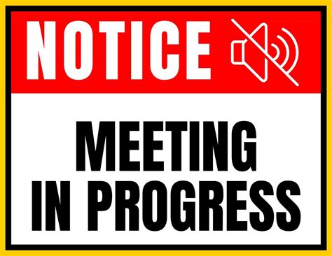 door sign in a meeting.